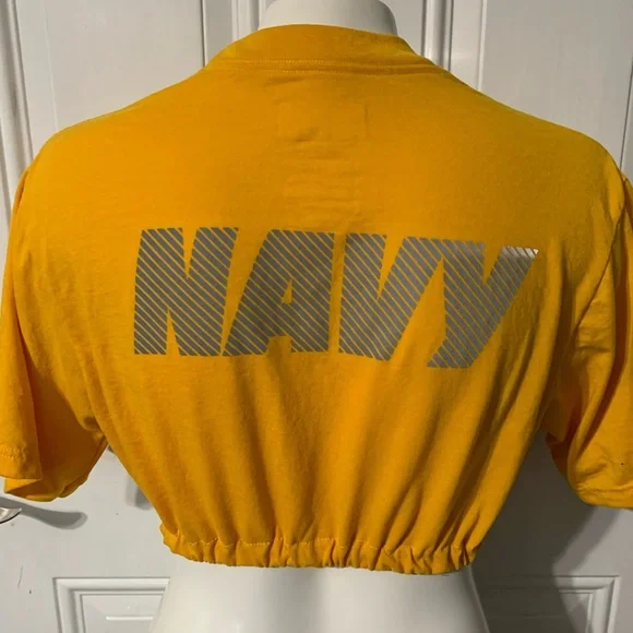 Custom reworked NAVY crop top size Small. - Picture 2 of 7